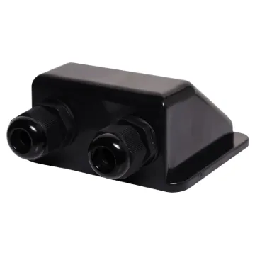 A handy dual gland cable entry point for caravans, campers and vehicles with roof mounted solar panels. Can be surface mounted using silastic or similar weatherproof adhesive. Size: 100W x 88D x 49Hmm.