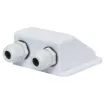 A handy dual gland cable entry point for caravans, campers and vehicles with roof mounted solar panels. Can be surface mounted using silastic or similar weatherproof adhesive. Size: 100W x 88D x 49Hmm.