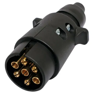 A user wireable 7 Pin round trailer plug. Connects to the trailer with a large 7 pin round socket (P8087).
Suitable for use with W4222 7 core trailer cable.