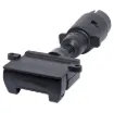 7 pin round to 7 pin flat trailer adapter.  Allows you to connect a trailer with a 7 pin flat connector to a vehicle with large round 7 pin connector.