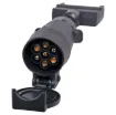 7 pin flat to large 7 pin round trailer adapter. Allows you to connect a trailer with a Large round 7 pin connector to a vehicle with 7 pin flat connector.