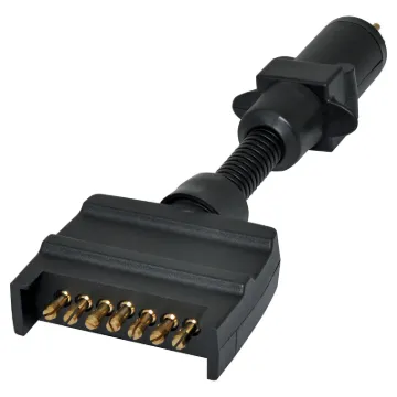 7 Pin Flat to Round Trailer Adapter. Allows you to connect a trailer with a 7 pin round connector to a vehicle with 7 pin flat connector.