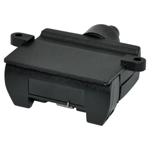Replacement 7 pin flat trailer socket for chassis mounting to vehicle. Suitable for use with 7 core trailer cable (W 4222).
