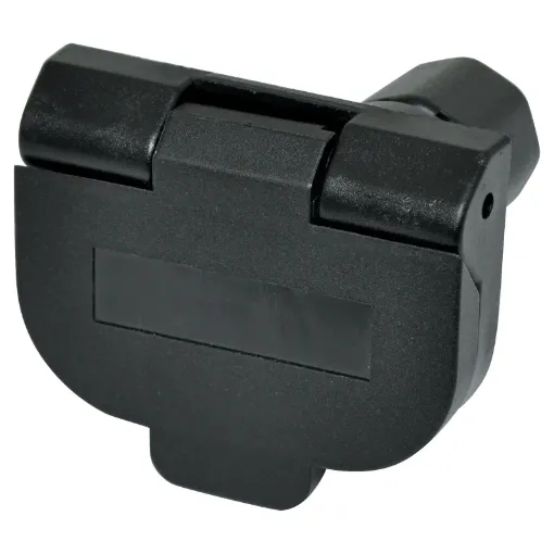 A vehicle mount round 7 pin trailer plug suitable for use with 7 core trailer cable (see W 4222 cable). Suits a 7 pin trailer plug. Flush surface mounting, add P8098 for chassis mounting.
