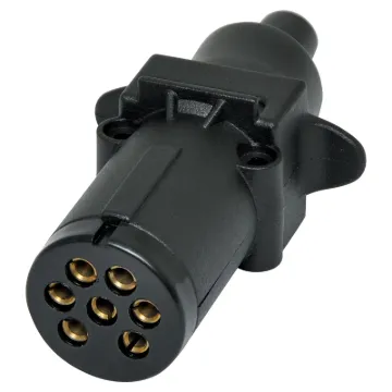 A replacement round 7 pin trailer plug suitable for use with 7 core trailer cable (see W 4222 cable). Suits a 7 pin trailer socket.