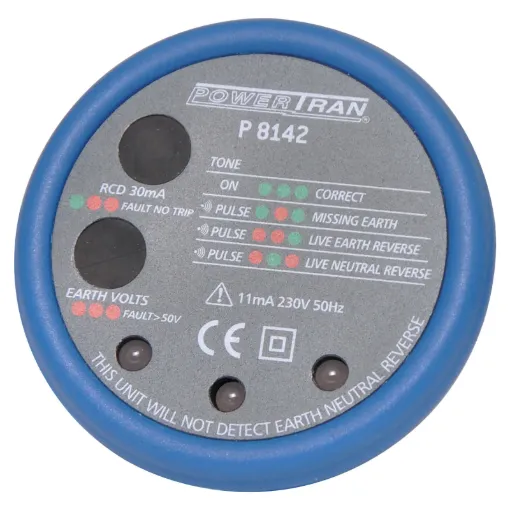 This device is designed to test a 240V mains power point for correct operation, plus simulate an earth leakage condition to test the Earth Leakage Circuit Breaker (ELCB) or Residual Current Device (RCD) protecting that power point.