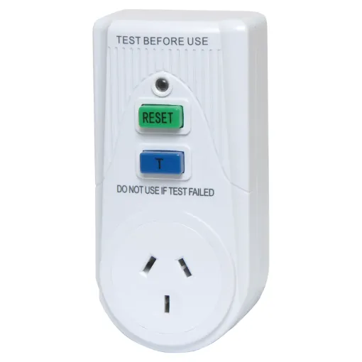 A handy in-line connection residual current detection switch which measures for electrical leakage.