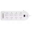 Provides connection for all your appliances with surge protection and 4 way USB charger (max total 3.1A output. 2.1 single port).