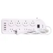 Provides connection for all your appliances with surge protection and 4 way USB charger (max total 3.1A output. 2.1 single port).