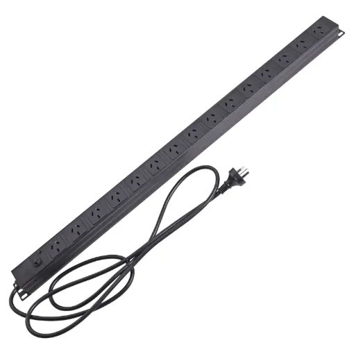 A 15 GPO outlet vertical PDU (power distribution unit) providing a neat solution to supplying mains power to your rack mounted equipment. Simply screw this panel to your rack and plug the equipment in