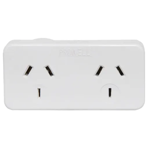 Slimline model.  Offset to allow access to power point On/Off switch. Maximise the flexibility of your powerpoint with this double adaptor.