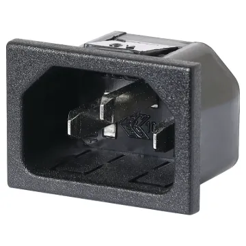 Rated at 10A @ 240V AC. Chassis mount snap-in.
Suits 1mm panel.

Rear connection pins are vertical