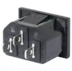 Rated at 10A @ 240V AC. Chassis mount snap-in.
Suits 1mm panel.

Rear connection pins are vertical