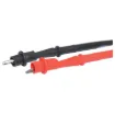 This set of crocodile clip test probe adapters comes with both a red and a black test probe. Simply plug in pin probe to turn it into a crocodile clip connection. This test probe pair will work with P 0407 (Multimeter Test Probes 1000V 10A) and P 0404A (Shrouded Professional Grade Multimeter Test Probes Lead Set).