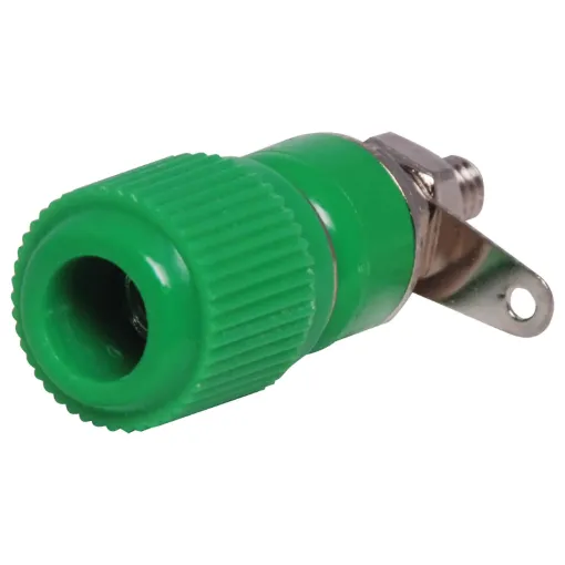 With 4mm banana socket. 10A @ 125V AC. Mounting hole 8mm.
