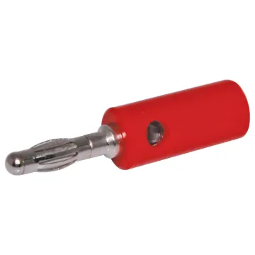 Red. Rated 3A @ 125V AC.
With screw connection for wire termination.
Will accept another banana plug into cross hole.