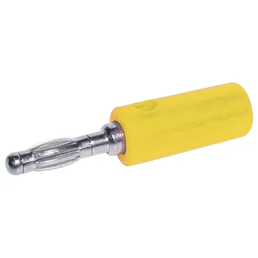 Yellow. Rated 3A @ 125V AC.
With screw connection for wire termination.
Will accept another banana plug into cross hole.