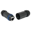 A waterproof joiner for data cables with RJ45 back to back internal connection.