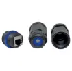 A waterproof joiner for data cables with RJ45 back to back internal connection.