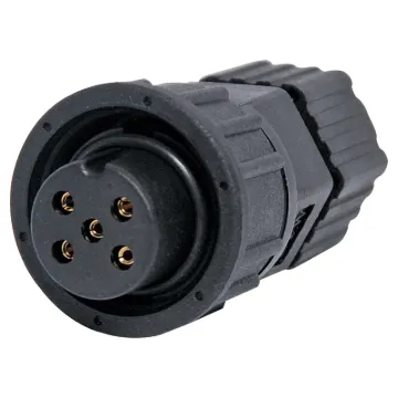 Waterproof IP66 rated 5 Pin female line connector for installations outdoors or in areas prone to moisture build up. 5A rated.

Cable entry sizes 4.5 - 6.5mm