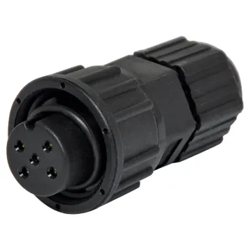Waterproof IP66 rated 5 Pin female line connector for installations outdoors or in areas prone to moisture build up. 5A rated.

Cable entry sizes 4.5 - 6.5mm