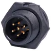 Waterproof IP67 rated 6 Pin male chassis connector for installations outdoors or in areas prone to moisture build up. 5A rated.