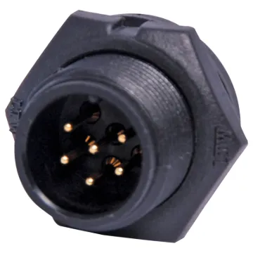 Waterproof IP67 rated 4 Pin male PCB connector for installations outdoors or in areas prone to moisture build up. 5A rated.