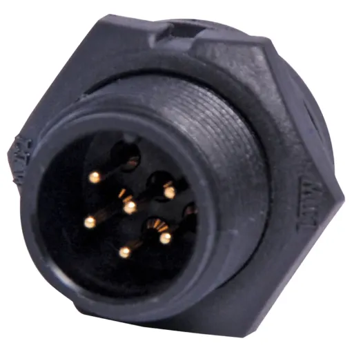Waterproof IP67 rated 4 Pin male PCB connector for installations outdoors or in areas prone to moisture build up. 5A rated.