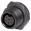 Waterproof IP67 rated 6 Pin female chassis connector for installations outdoors or in areas prone to moisture build up. 5A rated.