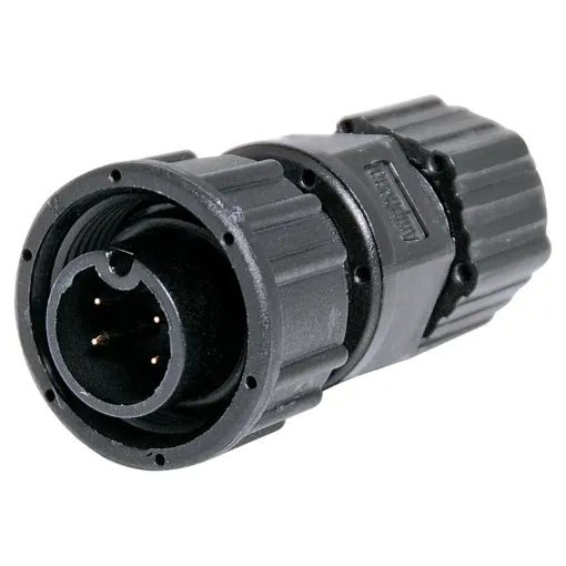 Waterproof IP67 rated 4 Pin male line connector for installations outdoors or in areas prone to moisture build up. 5A rated.

Cable entry sizes 3.5 - 5.3mm