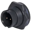 Waterproof IP67 rated 2 Pin Male Solder cup chassis connector for installations outdoors or in areas prone to moisture build up. Lock Type mating ring. 5A rated.