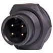 Waterproof IP67 rated 4 Pin Male Solder cup chassis connector for installations outdoors or in areas prone to moisture build up. Lock Type mating ring. 5A rated.