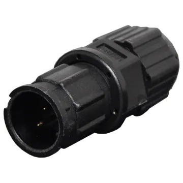 Waterproof IP67 rated 2 Pin male line connector for installations outdoors or in areas prone to moisture build up. 5A rated.