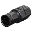 Waterproof IP67 rated 7 Pin male line connector for installations outdoors or in areas prone to moisture build up. 5A rated.