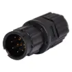 Waterproof IP67 rated 8 Pin male line connector for installations outdoors or in areas prone to moisture build up. 5A rated.