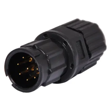 Waterproof IP67 rated 8 Pin male line connector for installations outdoors or in areas prone to moisture build up. 5A rated.