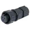 Waterproof IP67 rated 3 Pin Female Line connector for installations outdoors or in areas prone to moisture build up. Lock Type mating ring. 5A rated.
