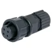 Waterproof IP67 rated 4 Pin Female Line connector for installations outdoors or in areas prone to moisture build up. Lock Type mating ring. 5A rated.