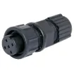 Waterproof IP67 rated 4 Pin Female Line connector for installations outdoors or in areas prone to moisture build up. Lock Type mating ring. 5A rated.