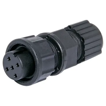 Waterproof IP67 rated 4 Pin Female Line connector for installations outdoors or in areas prone to moisture build up. Lock Type mating ring. 5A rated.