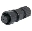 Waterproof IP67 rated 6 Pin Female Line connector for installations outdoors or in areas prone to moisture build up. Lock Type mating ring. 5A rated.
