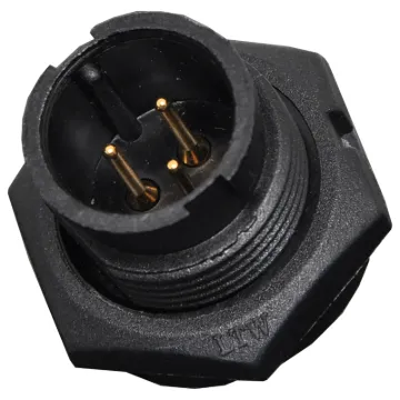 Waterproof IP67 rated 3 Pin Male Chassis Mount PCB Connector. Lock type mounting ring.