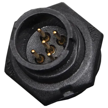 Waterproof IP67 rated 5 Pin Male Chassis Mount PCB Connector. Lock type mounting ring.