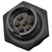 Waterproof IP67 rated 6 Pin Male Chassis Mount PCB Connector. Lock type mounting ring.