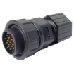 Waterproof IP67 rated 18 pin line connector for installations outdoors or in areas prone to moisture build up. 5A rated.