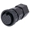 Waterproof IP67 rated 18 pin line connector for installations outdoors or in areas prone to moisture build up. 5A rated.