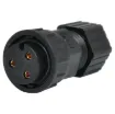 Waterproof IP66 rated 3 Pin female line connector for installations outdoors or in areas prone to moisture build up. 20A rated.