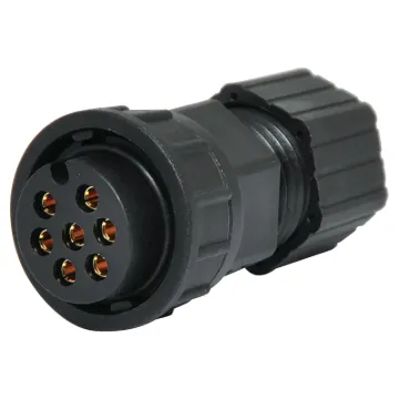 Waterproof IP66 rated 7 Pin female line connector for installations outdoors or in areas prone to moisture build up. 20A rated.