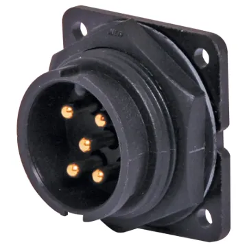 Waterproof IP66 rated 5 Pin male chassis connector for installations outdoors or in areas prone to moisture build up. 20A rated.
Note: 3 pin model pictured for illustration purposes.