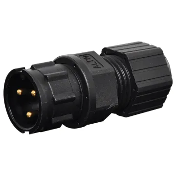 IP66 rated waterproof connectors for installations outdoors
or in areas prone to moisture build up. Screw
cap available to suit socket for when line plug is not
connected. 20A rated. LTW "D" series.